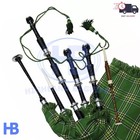 New Hb Traditional Scottish Great  Highland Bagpipe Black Finish Silver Amount 