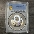 Pr64 1967 Canada Silver Lynx 25 Cent Proof  Pcgs Trueview- Nicely Toned
