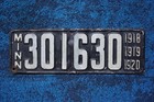1918 1919 1920 Minnesota License Plate
