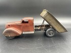 1930s Wyandotte Red   Greenpressed Steel 11  Dump Truck W  Wooden Wheels  d4 