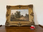 Antique 19th Century English Landscape Signed Wayland Large Ornate Gilt Frame