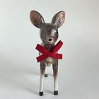 Deer Figurine Christmas Holiday Retro Vintage 50   s Inspired Glitter 9    Red Bow