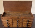 Antique Twelve Drawer Oak Watchmaker Chest   Box   Apothecary Cabinet Jewelry 