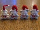 Lot Of 4 Vintage 80s Mini Flocked Christmas Teddy Bears 1 5  Tall