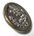 Antique Victorian Metal Picture Button - Cat On Roof W Textured Red Background 