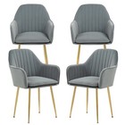 Modern Velvet Dining Chairs Set Of 4 6  Upholstered Pleated Side Accent Chair Us