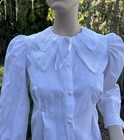 Vintage 1980 s L a  Chic California White Cotton Victorian Prairie Blouse