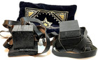 Vtg Judaica Tefillin Set   Stitched Blue Velvet Bag Jewish Israel Judaism Hebrew