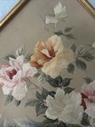 Antique Jacobean Revival Floral Crewel On Silk Framed Wall Art 1920 s England