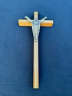 Vintage Wooden Wall Crucifix With Metal Corpus     Religious Christian Cross