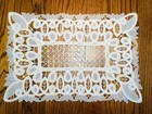 Vintage Lot 6 Matching White  Embroidered Lace Cut-out Placemats