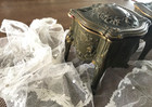 Pair Of Antique Vintage French Footed Trinket Boxes Jewellery Caskets