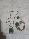 Antique Art Deco Sterling Silver Necklace Bracelet Ring Set Vintage  37 8 Grams