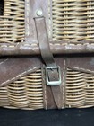 Vintage Wicker And Leather Fishing Creel Basket With Decorative Leather Strap