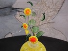 Royal Gallery Crystal Yellow Glass Perfume Bottle W yellow Flower Stopper
