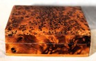 Vintage antique Solid Amboyna Wood Cigarette trinket Box  4 5 x 3 5 x1 5  c 1940