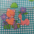 Vintage 1970s Novelty Childrens Cotton Fabric Gingham Neon Baby Animals Sold Bty