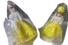 Vintage Cake Toppers Woman Yellow Dress Lot Of 2 Heart Stamp Bottom Princess Nos