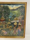 Vintage Balinese Indonesian Painting Of Figures In Village Scene