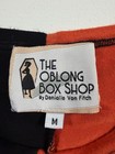 The Oblong Box Shop Top Womens M Two Tone Black Orange Cat Tie Front