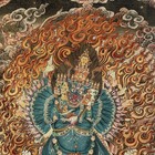 35  Tibet Silk Cloth Embroidery Yamantaka Vajrabhairava Tangka Mural Tapestry
