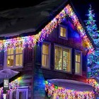 Christmas Led Hanging Icicle Curtain Lights Outdoor Fairy String Wedding Lamp Us