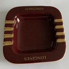 Rare Longines Square Ceramic 1950s Ashtray maroon 14kt  Gold Trim vtg signed