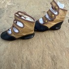 Vintage Victorian Era Two Tone Leather Baby Infant Doll Shoes Side Button Up 4   