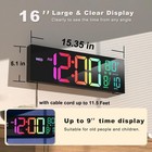 16  Led Wall Clock With Large Display  Alarm timer  Temp date   Soft Night Light