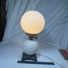 Vintage Fenton Hobnail Milk Glass Double Globe Electric Lamp 