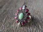 American West Carolyn Pollack 925 Sterling Silver Designer Green Turquoise Ring
