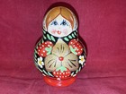Vintage Russian Wooden Matryoshka Nesting Dolls Hand Painted Black 5 Piece Set