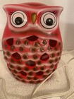 Vintage Retro Owl Lamp Night Light Red Ceramic Big Eyed
