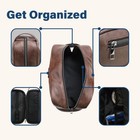 Leather Travel Toiletry Bag For Men Water Resistant Organizer Dopp Kit Large