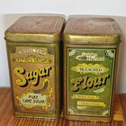 Vtg 70 s Tin Bread Coffee Sugar Flour Cheinco Metal Kitchen Canister - Set Of 5