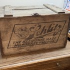 Vtg 24 X14 X 16 Schlitz Beer Advertising Wood Beer Crate W globe Tm   Hinged Lid