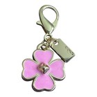 Coach Pink Flower Bag Charm Keychain - New 