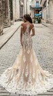 V Neck Lace Applique Mermaid Wedding Dresses Back Hollow Sleeveless Bridal Gowns
