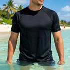 Hardcore Men   s Short Sleeve Rash Guard Surf Shirt     Relaxed Fit Swim Shirt With
