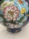 Antique Chinese Porcelain Cloisonn   Enamel Vase Bluefloral Design Hand Paint 18   