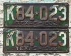 Old 32 Tx  Matching Set Of Vintage 1932 Texas Automobile License Plates  K84 023
