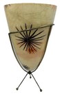 Atomic Starburst Mid Century Fiberglass Bullet Planter W  Tripod Stand Vintage