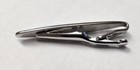 Vintage Tie Bar Clip Clasp Stay Silver Tone Long Stretched Oval Hatch Marks