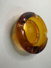Vintage Amber Glass Ashtray Round 4 Rest Small 4 Inch