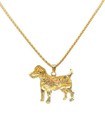 Vintage Signed Betsey Johnson Gold Tone Rhinestone Enamel Dog Puppy 26  Necklace