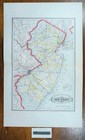 Vintage 1883 New Jersey Railroad And County Map 21 x13    Old Antique Original 