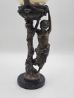 Large Antique Cast Bronze Nude Woman Sculpture Candle Holder  21 Inch High  