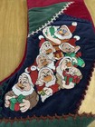 Disney Seven Dwarfs Dwarves Velvet Christmas Stocking Patchwork Embroidered 17   