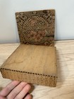 Vintage Pyrography Burnt Wood Hankie Handkerchief Box With Lid Early 1900s