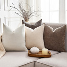 Pack Of 4 Throw Pillow Covers 22x22 Inch Chenille Textured Neutral Soft Pillow